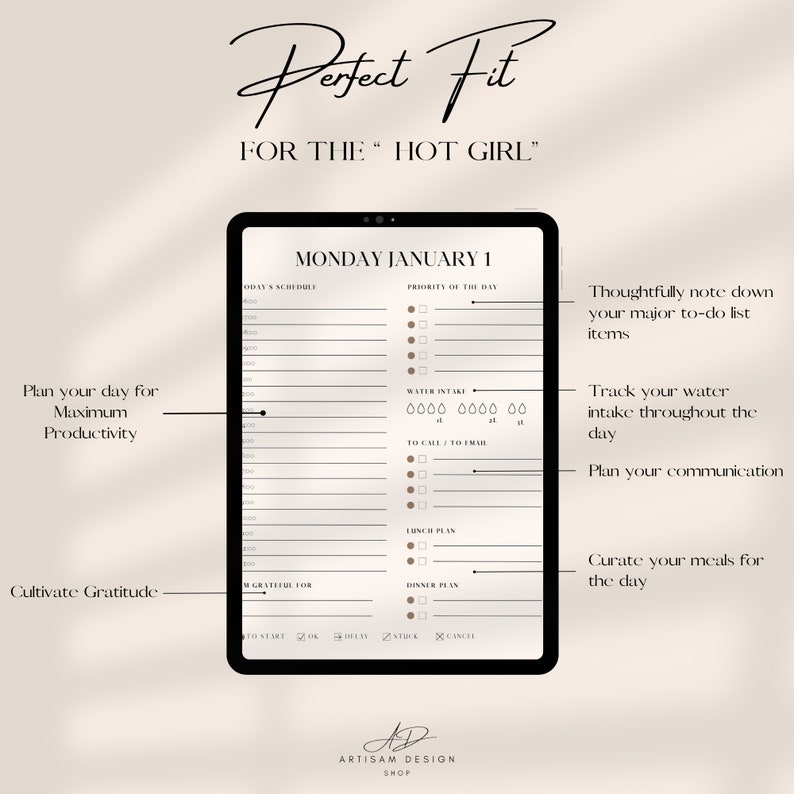 HOT GIRL 2024 Digital Planner That Girl Aesthetic Daily, Weekly Monthly ...