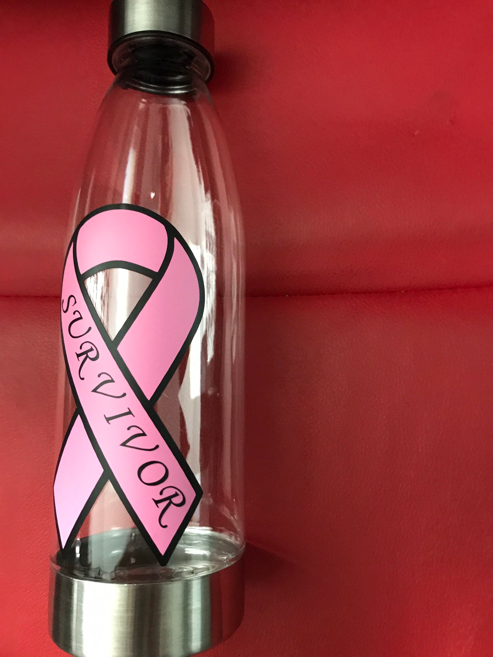 Breast cancer survivor water bottle Etsy