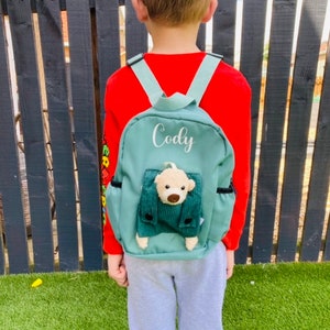 Personalised teddy backpack,toddler nursery rucksack,packpack with bear,back to school bag,school bag,nursery bag,childrens treat bag image 3