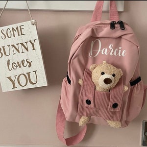 Personalised teddy backpack,toddler nursery rucksack,packpack with bear,back to school bag,school bag,nursery bag,childrens treat bag image 2