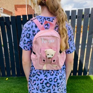 Personalised teddy backpack,toddler nursery rucksack,packpack with bear,back to school bag,school bag,nursery bag,childrens treat bag image 4