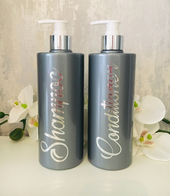 Shampoo and Conditioner Pump Bottle Setpersonalised Grey Pump Etsy