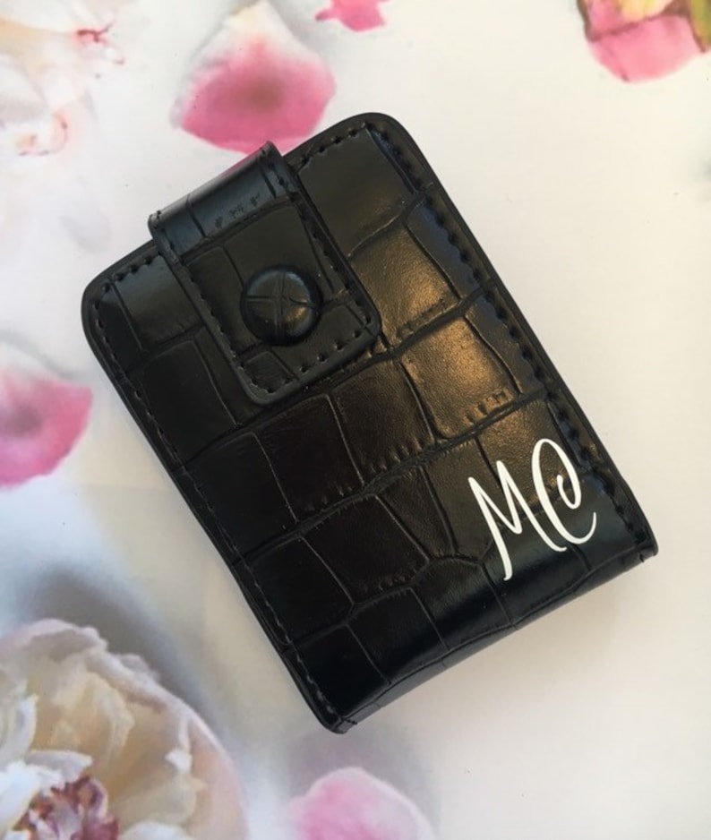 Lipstick Holder With Compact Mirror Personalised Pu Leather Etsy UK