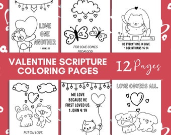 Valentinstag Malvorlagen | Liebe Bibel Vers Färbung für Kinder | Kinder Valentinstag Färbung Aktivität | Liebe Malseite