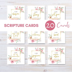 Who I Am In Christ Scripture Cards | Identity in Christ | I am Chosen | I am a child of God | Bible Memory Cards | Bible Verse Notes