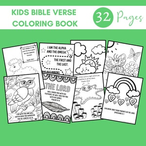 Kids Bible Verse Coloring Pages, Kids Bible Verse Coloring Book, Bible Verse Coloring Pages, Children&#39;s Bible Verse Coloring 32 Printables