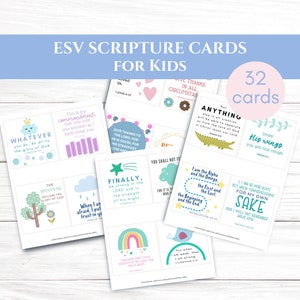Tarjetas de las Escrituras ESV / Tarjetas de versículos bíblicos ESV / Tarjetas de las Escrituras para niños / Notas de las Escrituras / Juegos de tarjetas de las Escrituras / Tarjetas de memoria bíblica / Imprimir