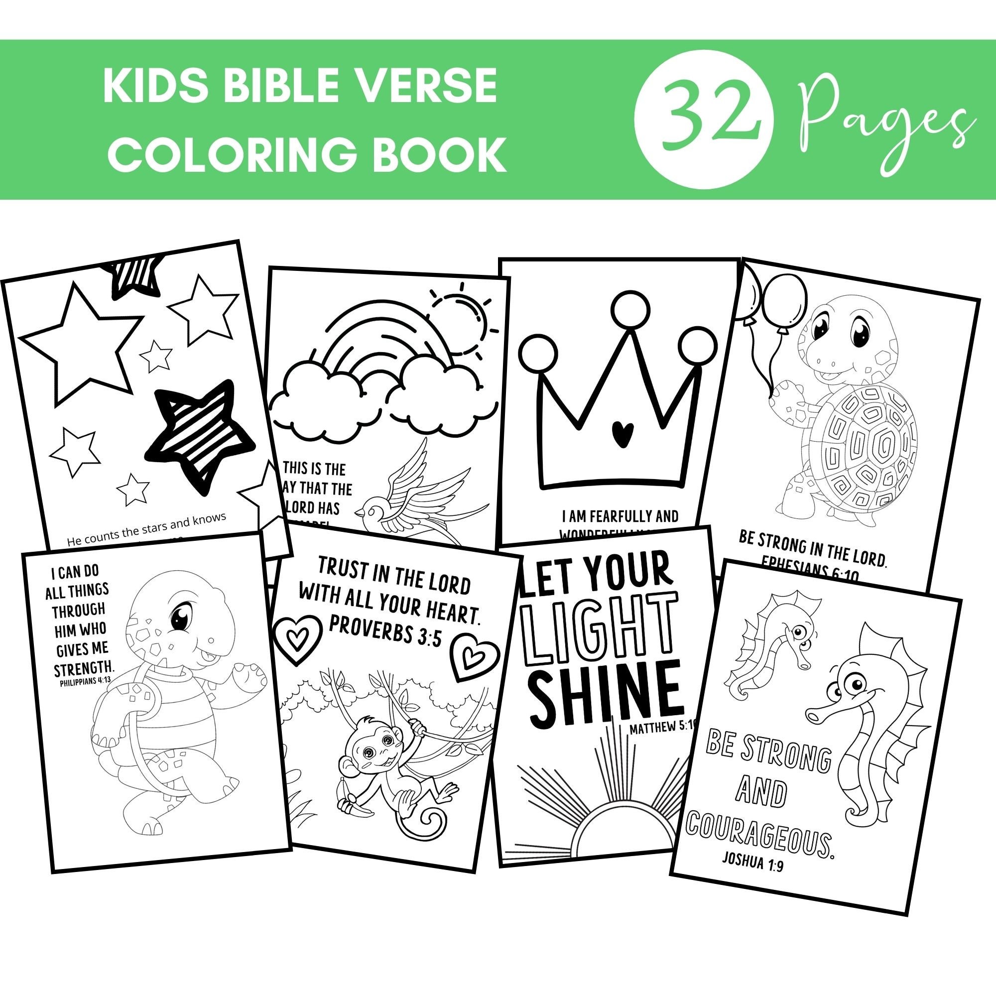 Kids Bible Verse Coloring Pages Kids Bible Verse Coloring | Etsy