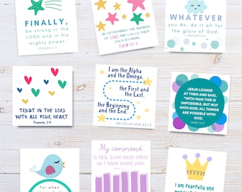 Tarjetas de versículos bíblicos para niños / Tarjetas para memorizar versículos bíblicos para niños / Las mejores tarjetas de versículos para memorizar para niños / Versículos bíblicos para niños / Juego de 32 / Imprimibles