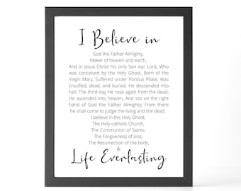Apostles Creed Print | I believe in sign Christian | Christian Creed | Bible Verse Wall Art | Wall Hanging 8x10 inch instant download
