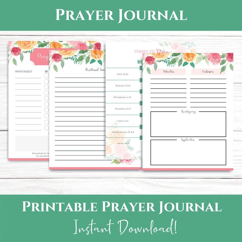 Printable Prayer Journal Prayer Journal PDF Printable Journal Pages ...