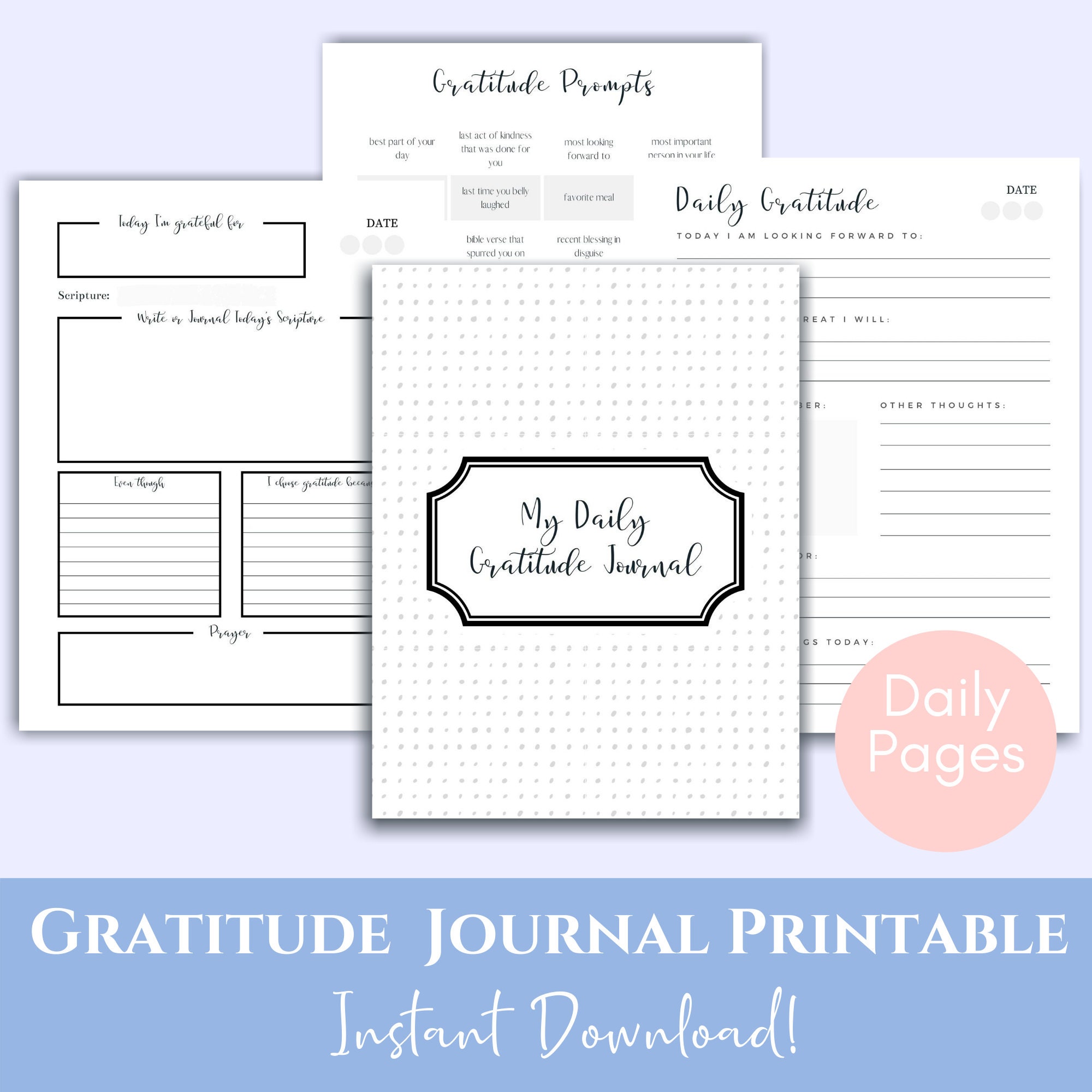 Gratitude Journal, Gratitude Journal Printable, Gratitude Journal