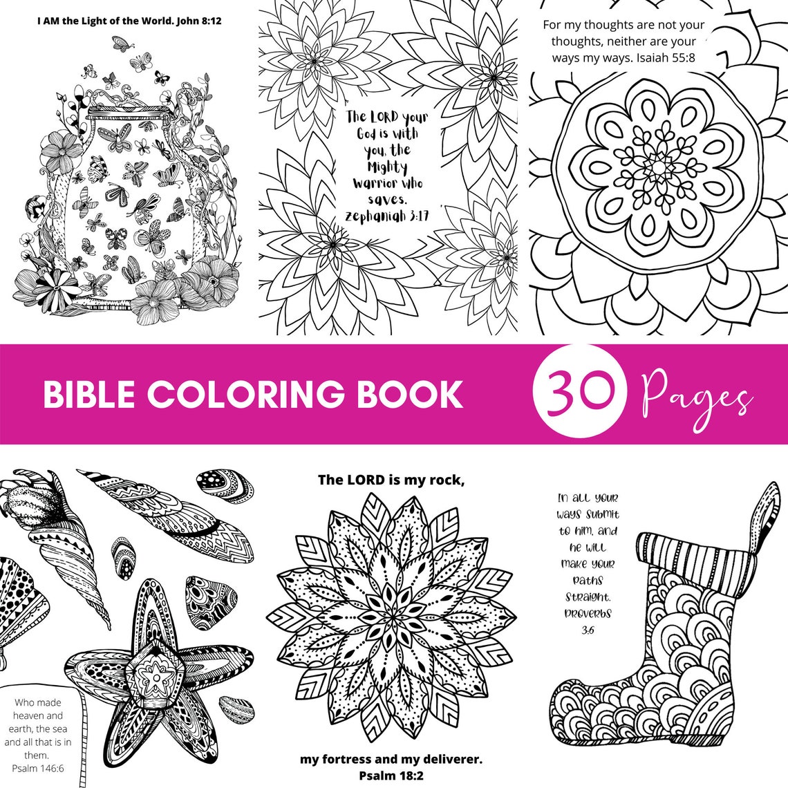 30 Bible Verse Coloring Book Scripture Adult Coloring Book Bible