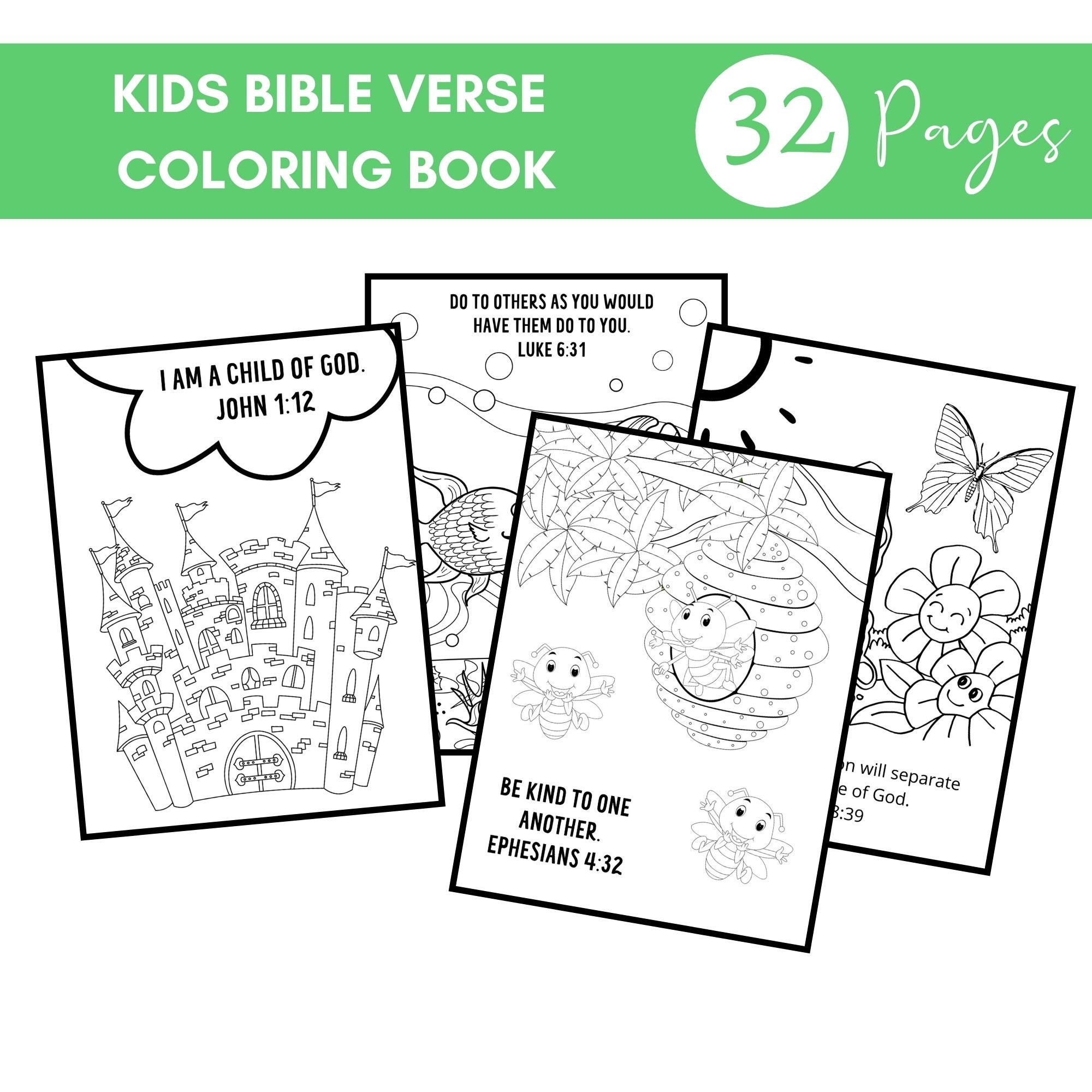 Kids Bible Verse Coloring Pages Kids Bible Verse Coloring - Etsy UK