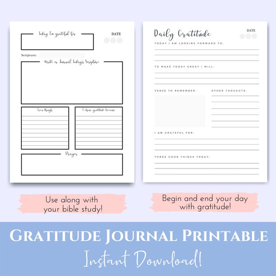 Gratitude Journal, Gratitude Journal Printable, Gratitude Journal