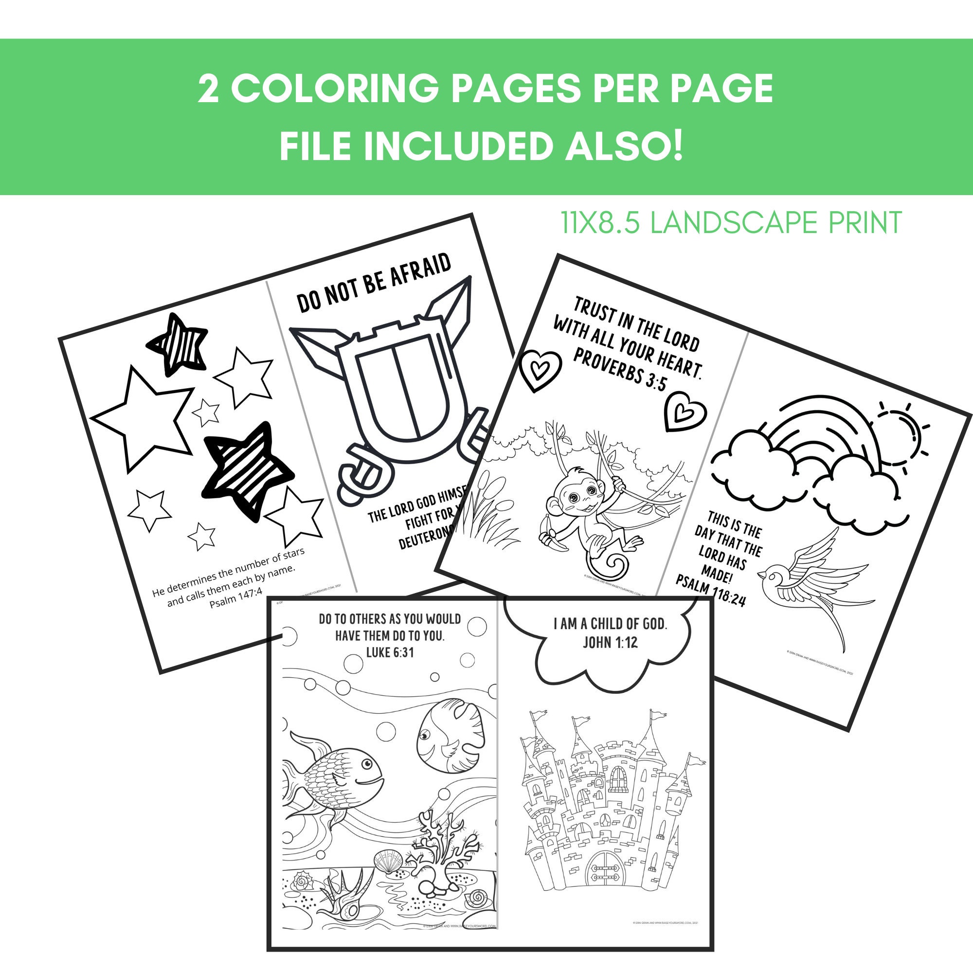 Kids Bible Verse Coloring Pages Kids Bible Verse Coloring - Etsy