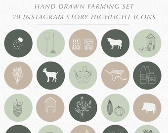 20 Farming/Outdoors/Gardening Instagram Story Icons, Highlight Icons,Hand drawn Sticker,Social Media Icons perfect for blogger & influencers