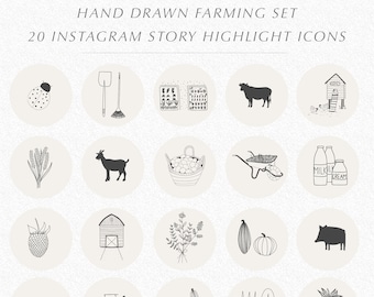 20 Farming/Outdoors/Gardening Instagram Story Icons, Highlight Icons,Hand drawn Sticker,Social Media Icons perfect for blogger & influencers