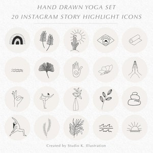 20 Neutral Yoga Instagram Story Highlight Icons and Social Media Covers perfect for Blogger & Influencer