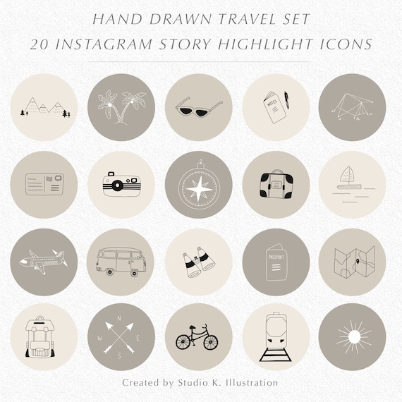 20 Travel, Adventure, Tourism Instagram Story/ Highlight Icons, Social Media Icons, Instagram story sticker, blogger & influencer template