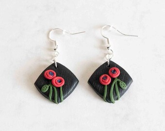 Poppy Earrings, Poppy Earrings, Stainless Steel, Handmade, Nickel Free