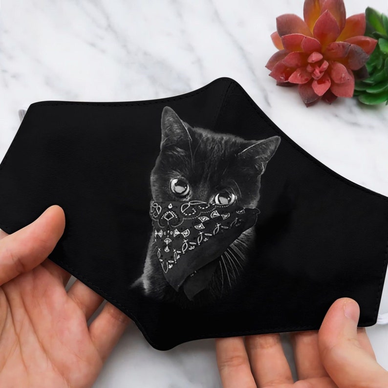 Face mask cat black cat mask cat cute masks face mask Etsy