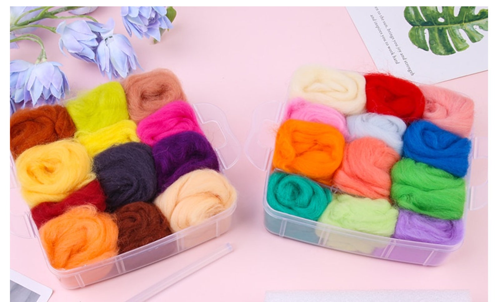 24 Colors Wool Fiber DIY Toys Making Wool Felt Kit Handle Wool Etsy