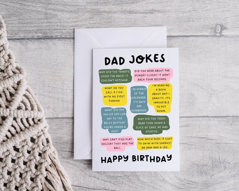 Funny Dad Jokes Birthday Card A5 Size With Envelope Humorous Dad Card