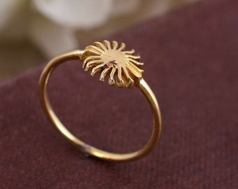 Anillo de sol, anillo de latón, anillo de sol completo, anillo de latón hecho a mano, anillo de rayos de sol, regalo para ella, anillo delicado, anillo de regalo, anillo de banda de latón, anillo para ella
