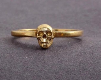 Gold Skull Ring, Skull Ring, Gothic Ring, Horror Ring, Skeleton Ring, Skull Head Ring, Handmade Jewelry, Men's Ring, Valentine's Day Gift