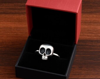 Small Silver Skull Ring, Sterling Silver Skull, Elegant Skull Ring, Handmade Brass Skull Ring, Minimalist Skull Ring, Rocker Biker Gift