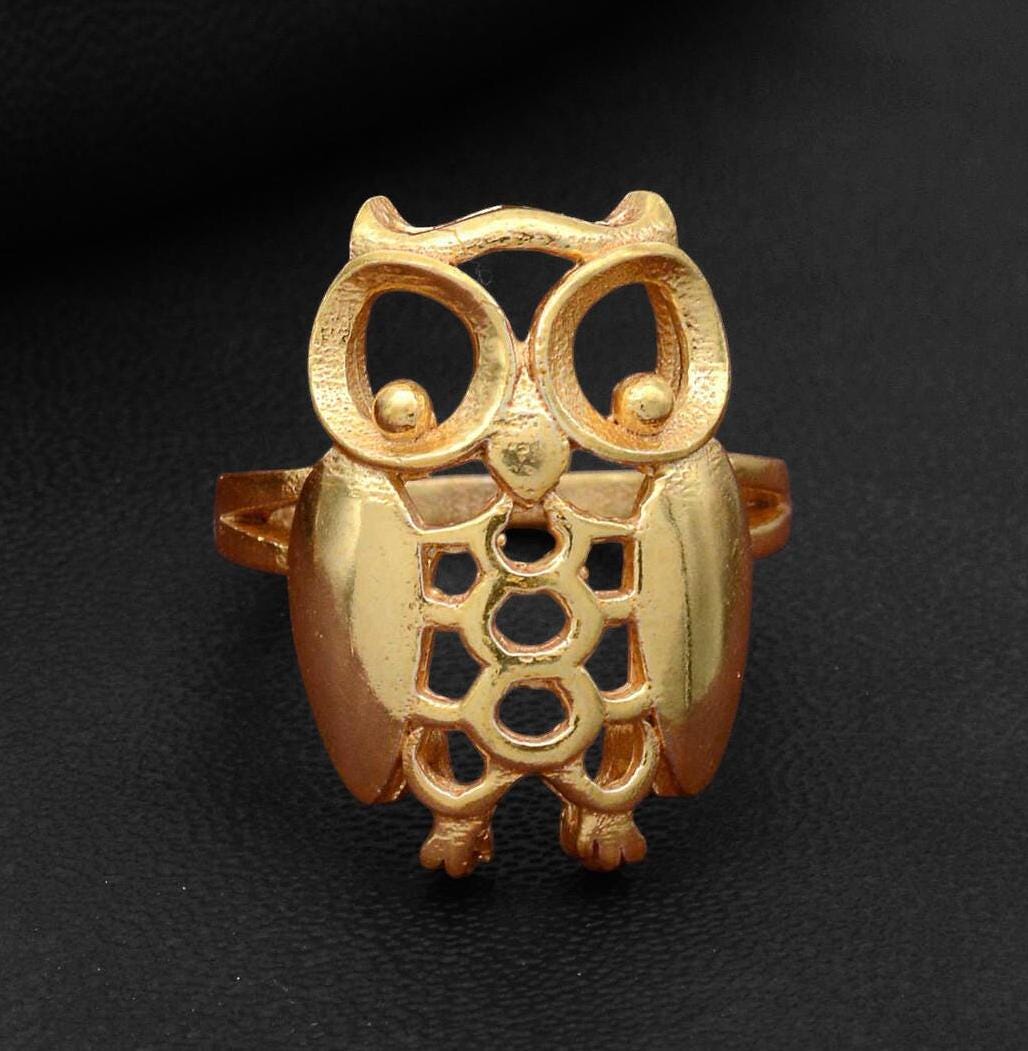 Owl Ring, Gold Owl Ring, Handcrafted Animal Ring, Gift Ring, Design Ring, Bird Head Ring, Gift Ring