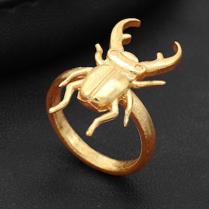 Sacred Scarab Ring, Egyptian Scarab Ring, Sacred Egypt Beetle Ring, 18k Gold Plated Ring, Primitive Jewelry, Geometric Gypsy Ring, Boho RIng