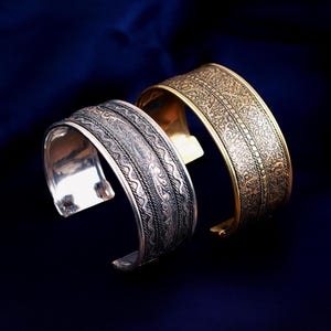 Braided Brass Cuff Bracelet Set: Boho Tribal Adjustable Armlet, Statement Jewelry