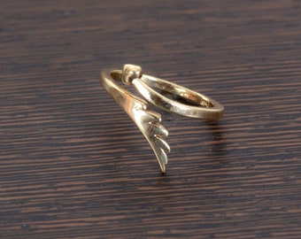 Engel Flügel Ring, Goldener Ring, Zarter Ring, Stapelring, Minimalistischer Ring, Handgemacht, Weihnachtsgeschenk, Einzigartiger Engel Ring, Geschenk für Frauen