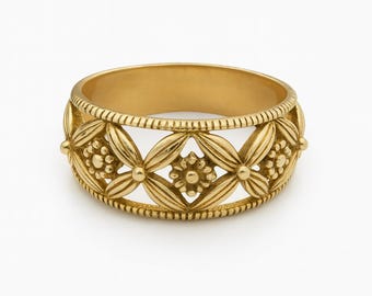 Gedurfde bloemen messing ring voor vrouwen, handgemaakte boho statement ring, vintage geïnspireerde messing sieraden, verstelbare etnische ring, cadeau voor haar