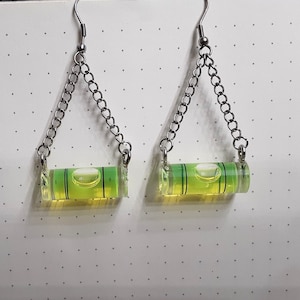 Level Headed Earrings - Real Levels, Weird, Functional, Unique Earrings, Bubble Leveler, Real Hardware, Handmade