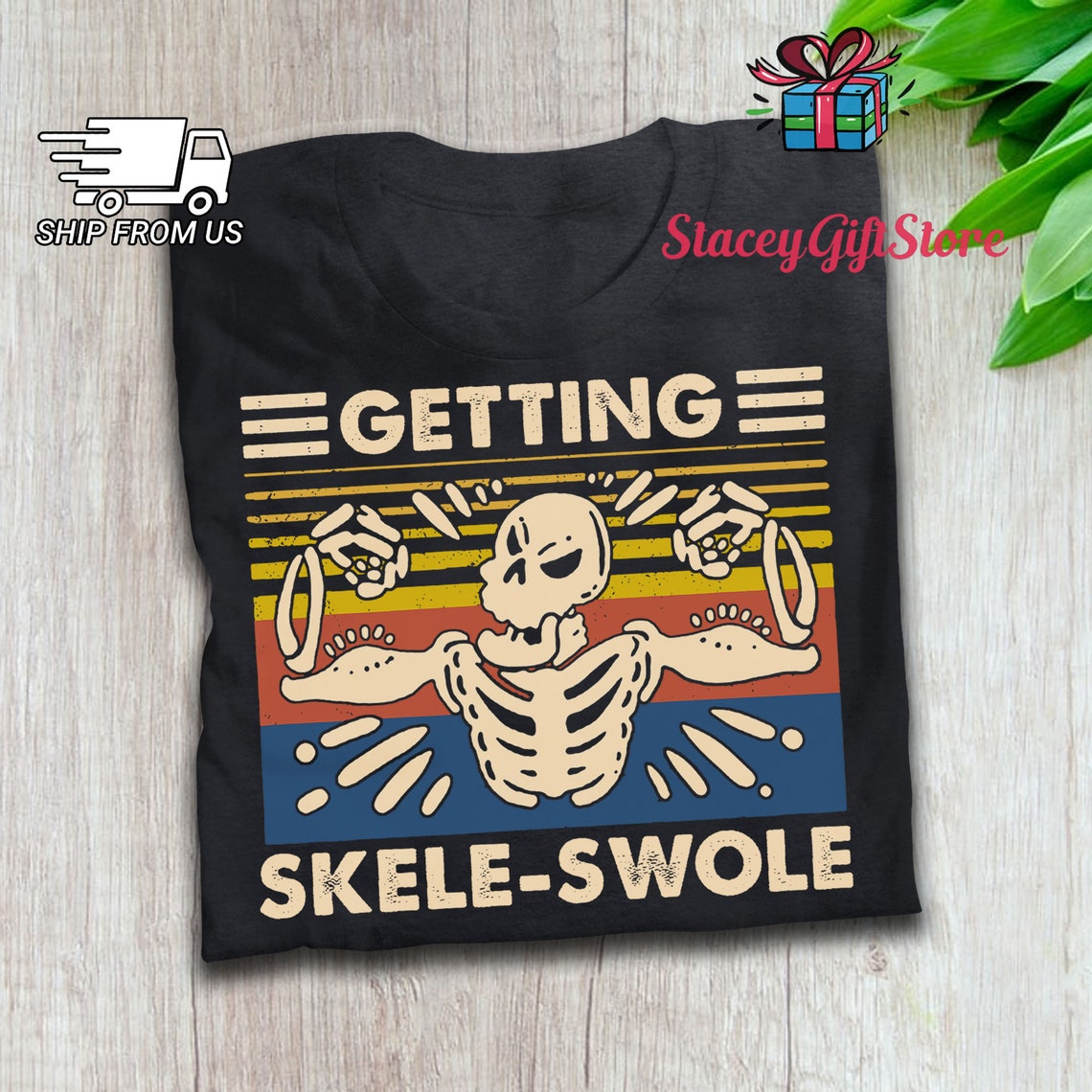 skeleton workout shirt