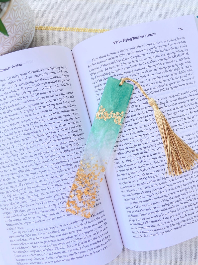 Green Resin Bookmark Etsy