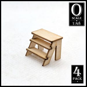 1:48 Scale Step Stool Kit x4 (unpainted wood)