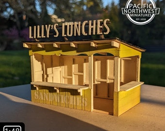 1:48 Scale Building Kit "Lilly's Lunches" (unpainted wood)