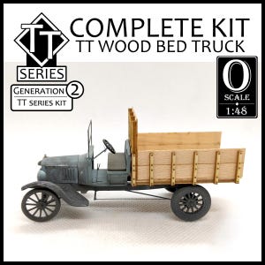 1:48 Scale TT Series Truck Kit with Wood Bed  (Generation 2) (unpainted resin, wood, metal)