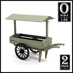 1:48 Scale - 2 PACK - Market Cart Kits (unpainted wood, laserboard, resin)