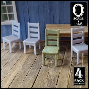 1:48 Scale Early 1900&#39;s Ladder Back Chair Set x4 (unpainted resin)