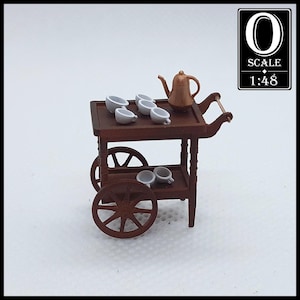 1:48 Scale 1900&#39;s Tea Cart Set (unpainted resin, phosphor bronze wire)