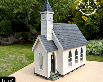 1:48 Scale Building Kit "Church / Schoolhouse" (unpainted multi-media kit)