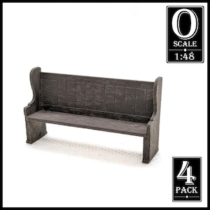 1:48 Scale 6' Church Pew Kit x4 (unpainted wood)