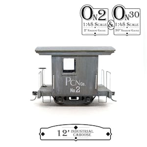 1:48 O Scale - On2/On30 12&#39; Industrial Caboose Kit (unpainted wood, metal, plastic)