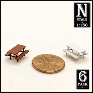 1:160 Scale Picnic Tables x6 (unpainted LaserBoard)