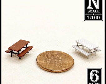 1:160 Scale Picnic Tables x6 (unpainted LaserBoard)